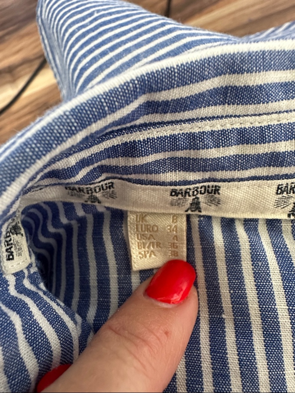 Barbour Striped Blue & White Long-Sleeve Button Shirt - Picture 9 of 9